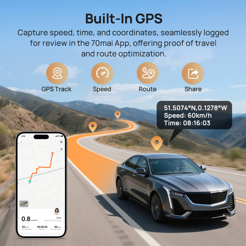 70mai Dash Cam 4K T800 3-Channel w/ Dual 4K, STARVIS 2 IMX678, HDR Night Vision, AI Detection, Emergency Record, 4G LTE & Supercapacitor