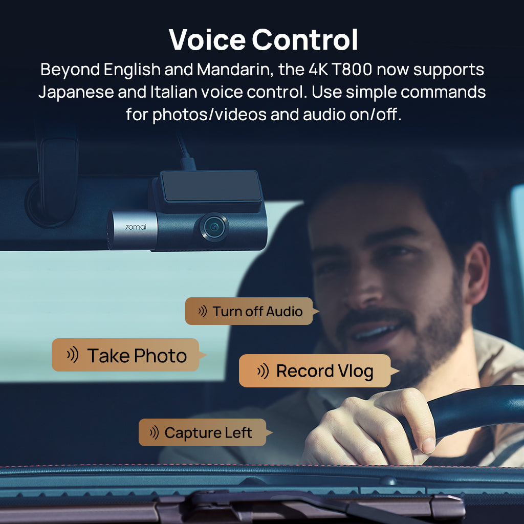 70mai Dash Cam 4K T800 3-Channel w/ Dual 4K, STARVIS 2 IMX678, HDR Night Vision, AI Detection, Emergency Record, 4G LTE & Supercapacitor