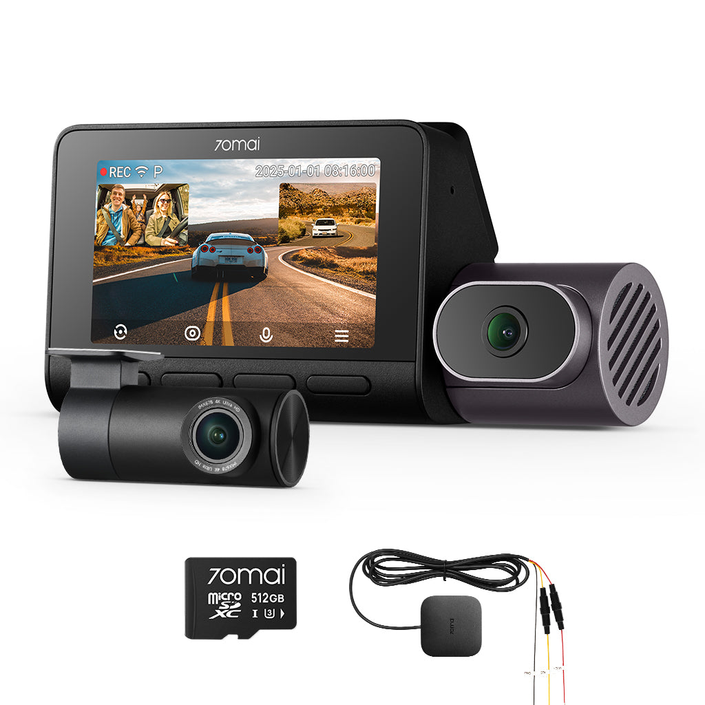 3-Channel Pro Setup: 4K T800 Front Cam + Rear Cam + Memory Card + Hardwire Kit
