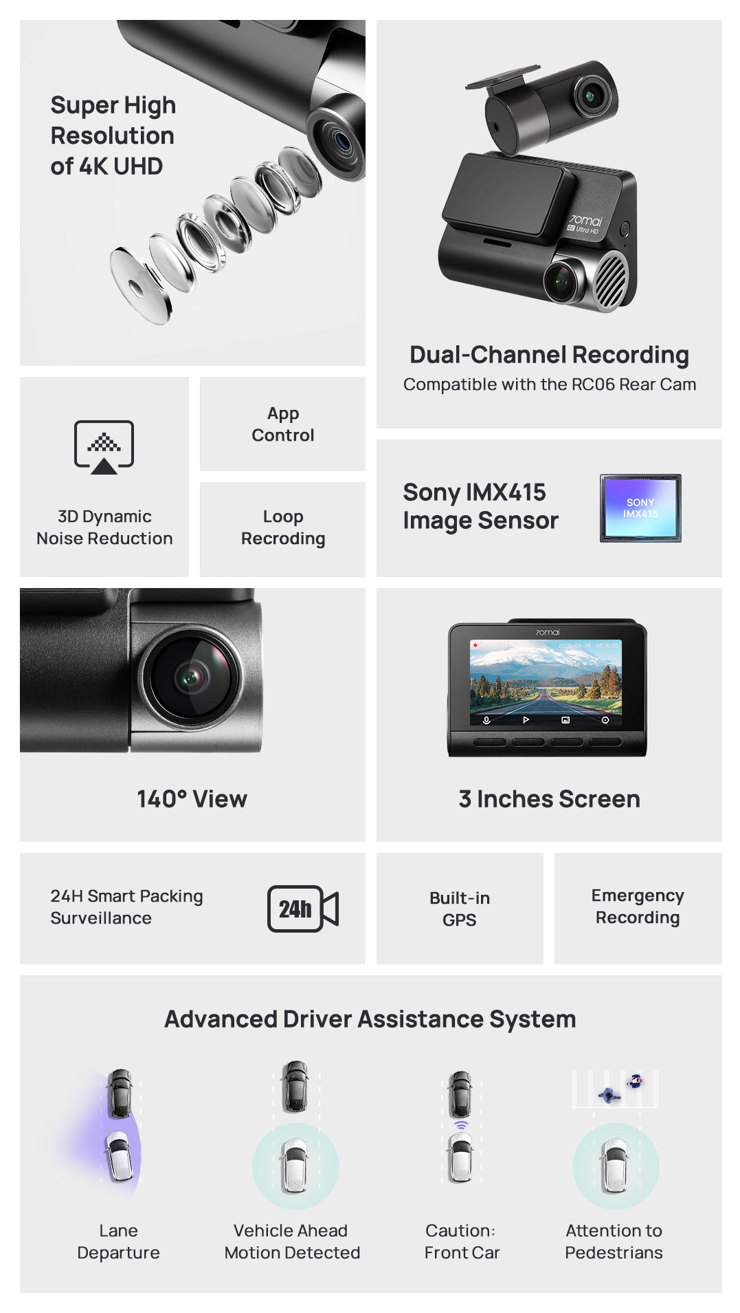 70mai 4K A800S Dash Cam Dual Channel Recording – 70mai Official Store