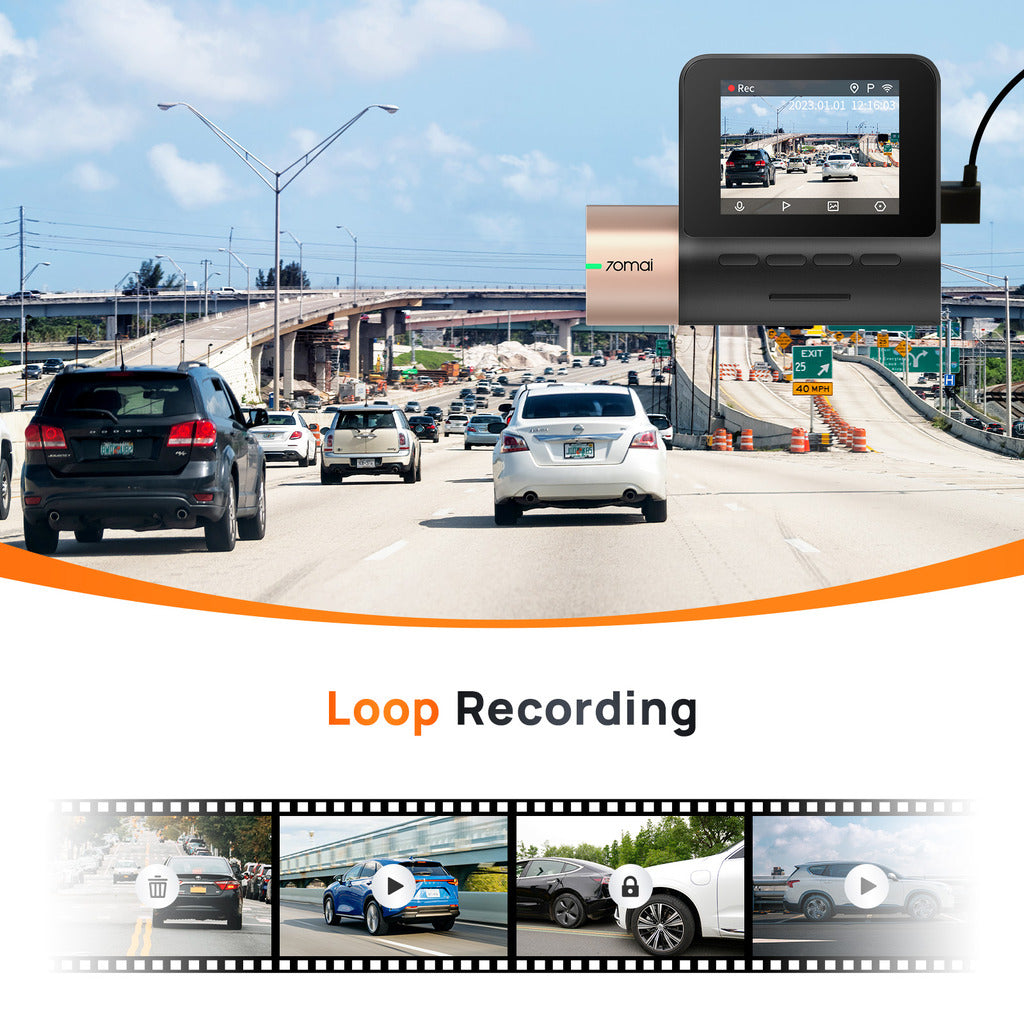 70mai Lite 2 Dash Cam 1080p HD Driving Assistant with 2 LCD Screen+GPS+UP02