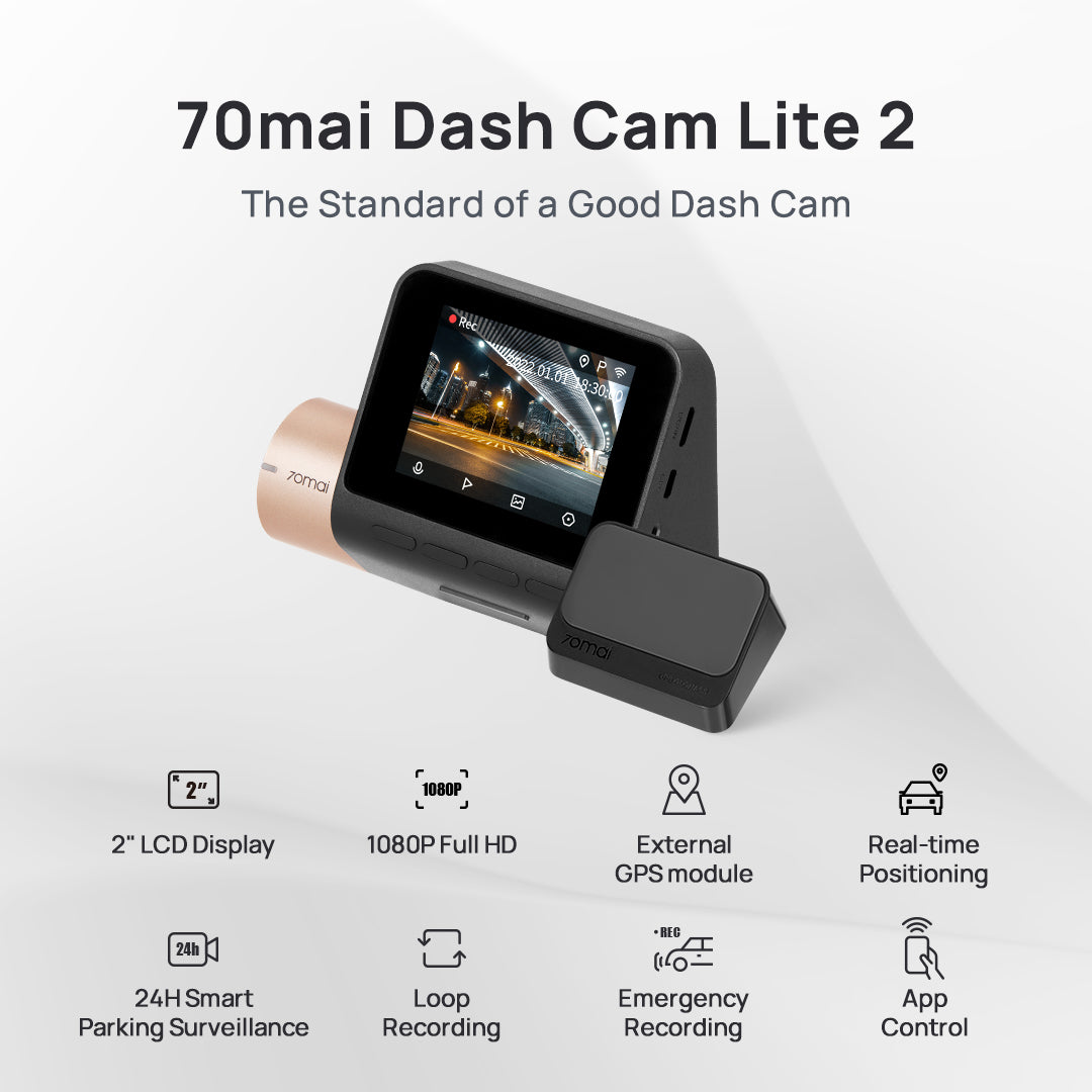  70mai Dash Cam Lite, 1080P Full HD, Smart Dash Camera