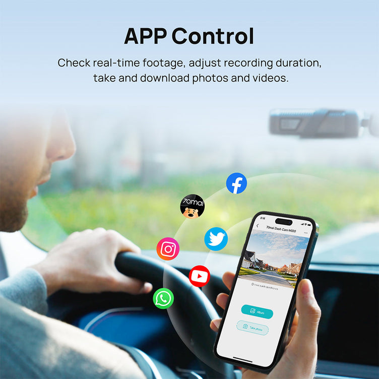 70mai Dash Cam M500 2.7K with Built-in eMMC Storage, Supports 170¡ã FOV & HDR Night Vision - 70mai Official Store